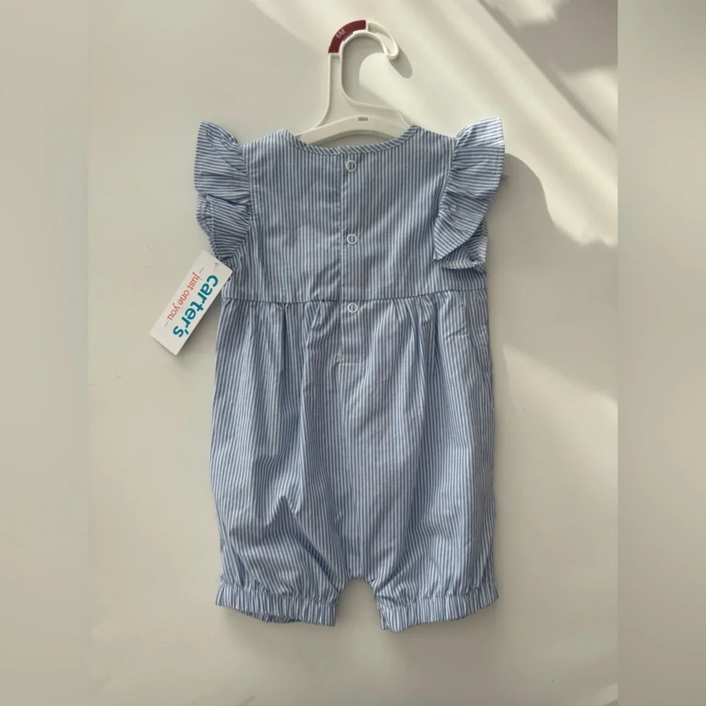 Carter's Blue and Pink Embroidered Baby Romper 6M​